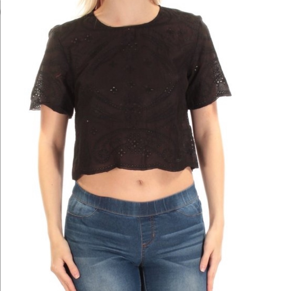 Like NEW! Michael Kors Black Eyelet Crop Top 🌟 - Picture 1 of 5